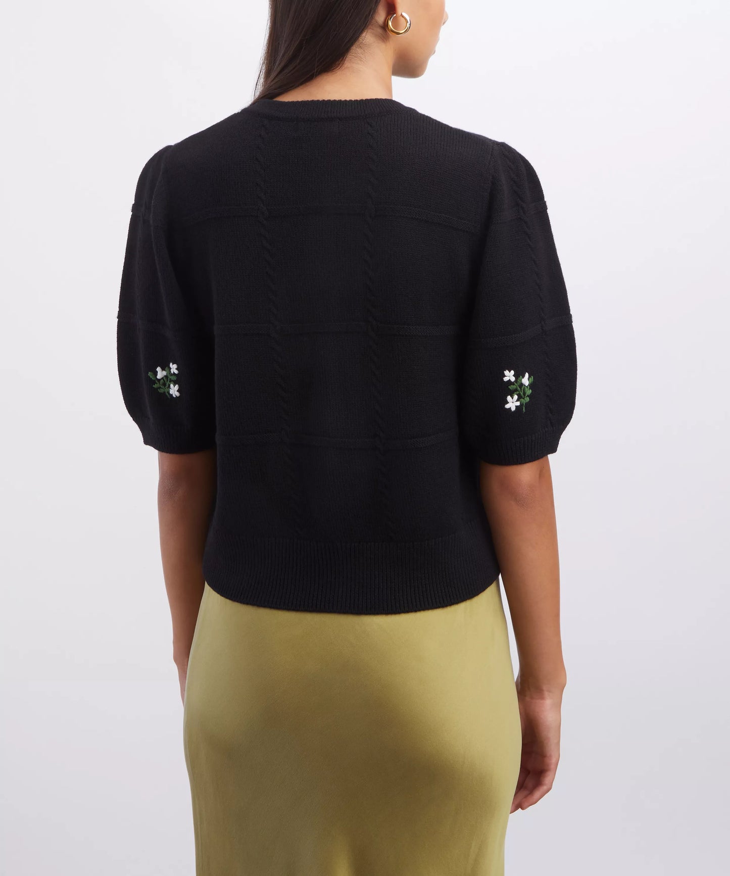 Minta Cardigan Summer Bud Embroidery Black