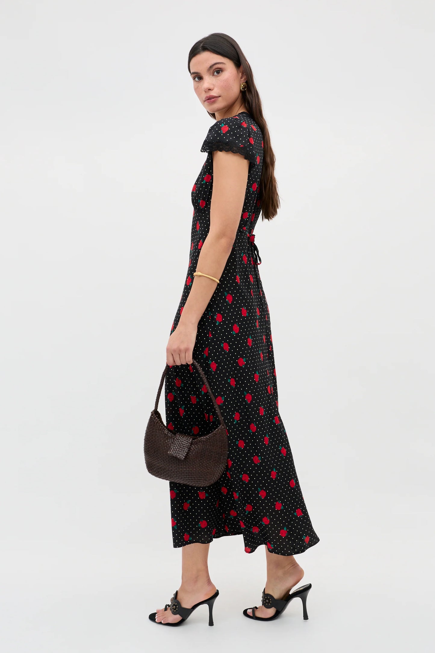 Clarice Midi Dress Rose Spot Black