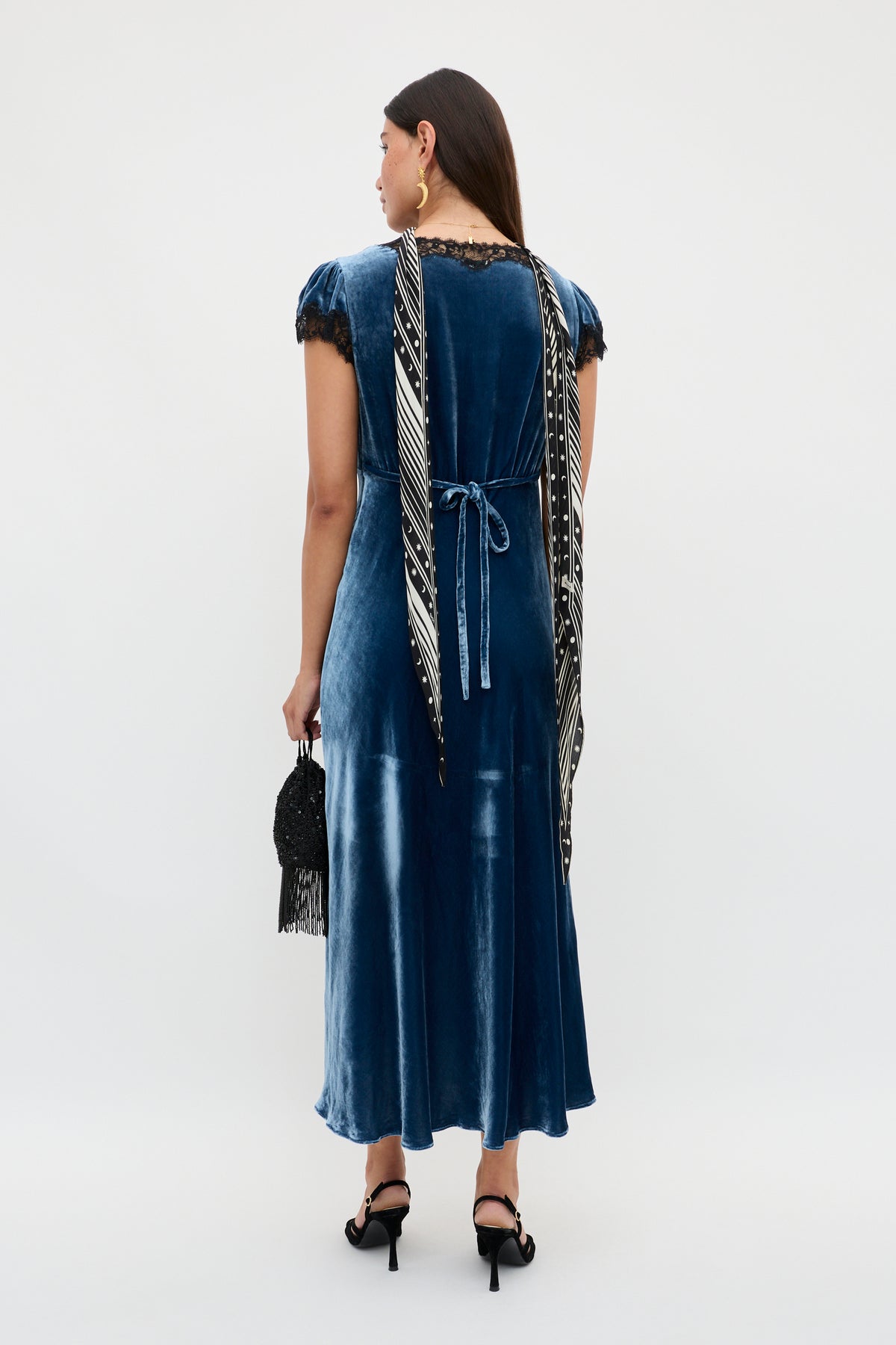Clarice Velvet Dress Steel Blue