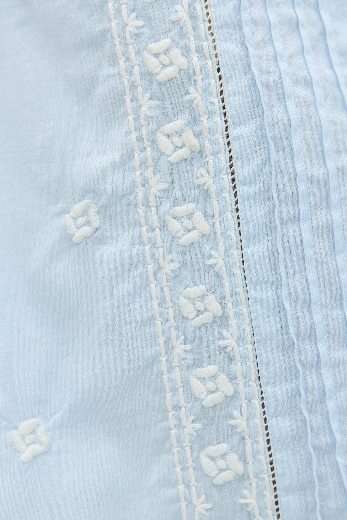 Edina Cotton Midi Dress Mira Embroidery Powder Blue