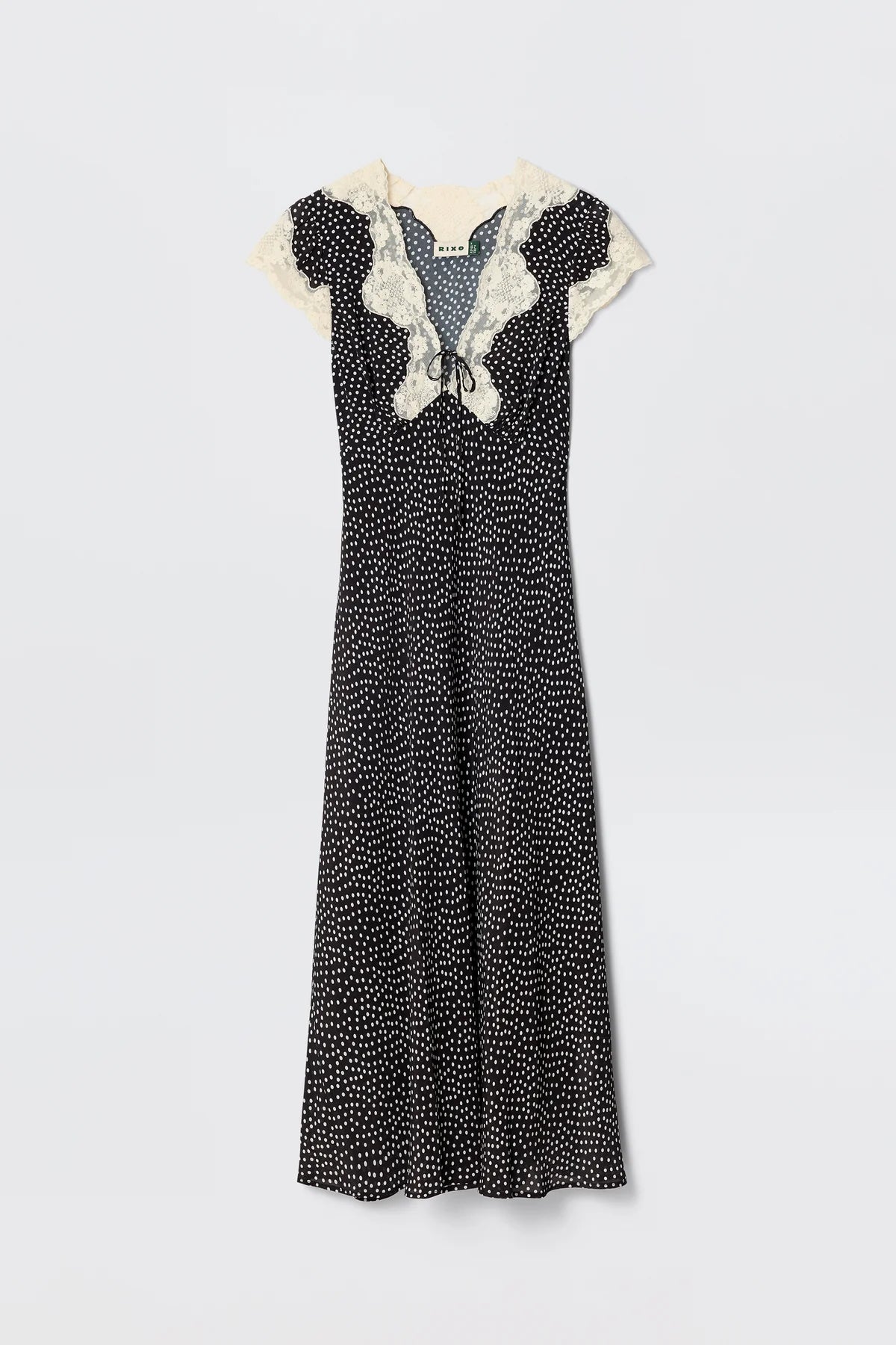 Rixo Amari Silk Midi Dress Polka Dot Black - Laneway Boutique Rixo Amari Silk Midi Dress Polka Dot Black - Laneway Boutique
