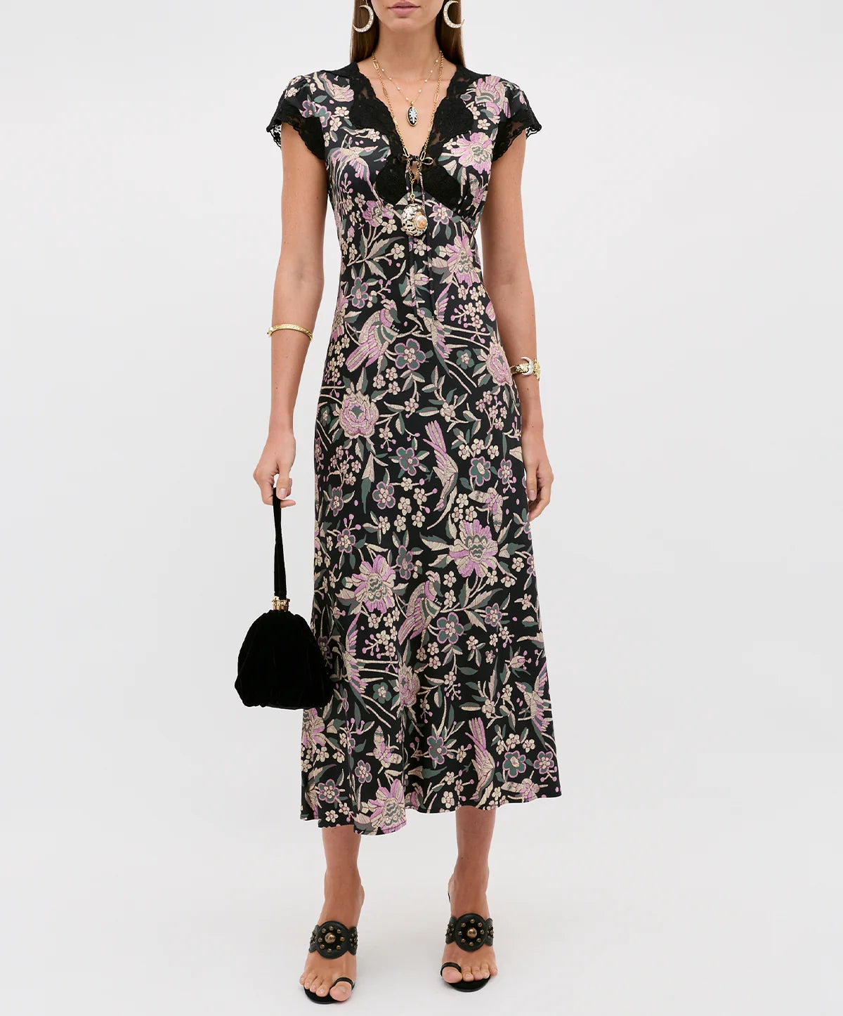 Rixo Amari Dress Kyoto Floral Black