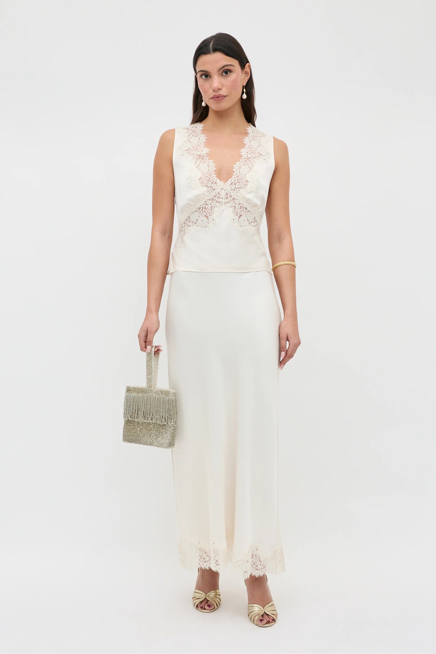 Emmie Satin Top Pearl