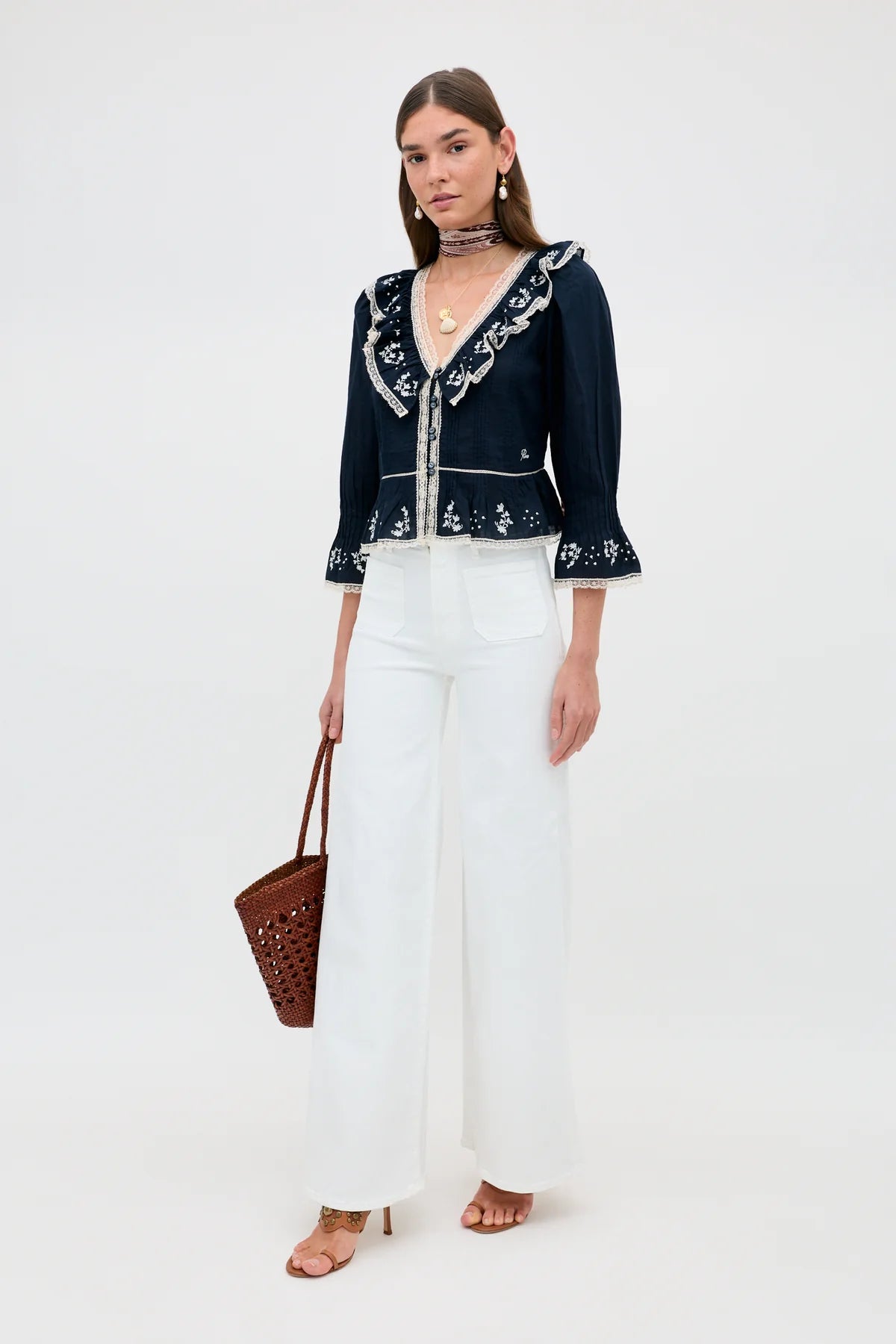 Solene Embroidered Cotton Blouse