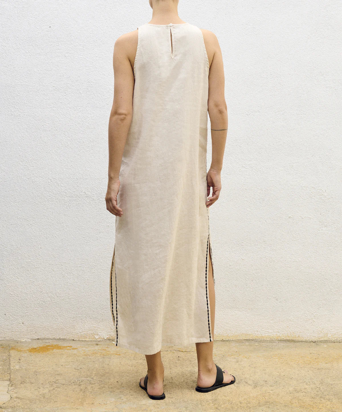 Embroidered Long Dress Cream