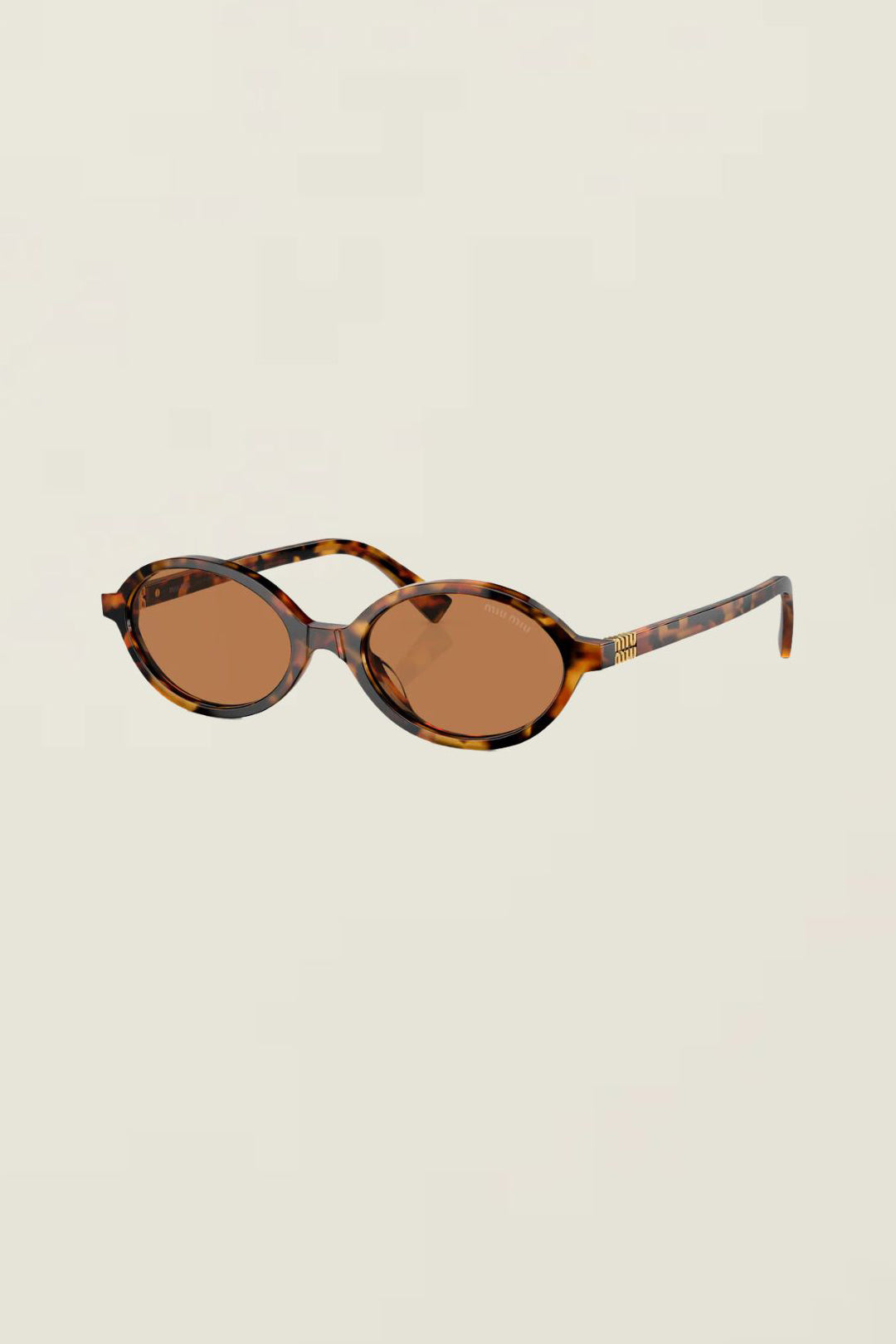 MIU MIU Sunglasses Womens Brown Havana Acetate Oval Gold Metal Logo Full Rim Miu Miu Havana Oval Sunglasses | Liberty main image 4