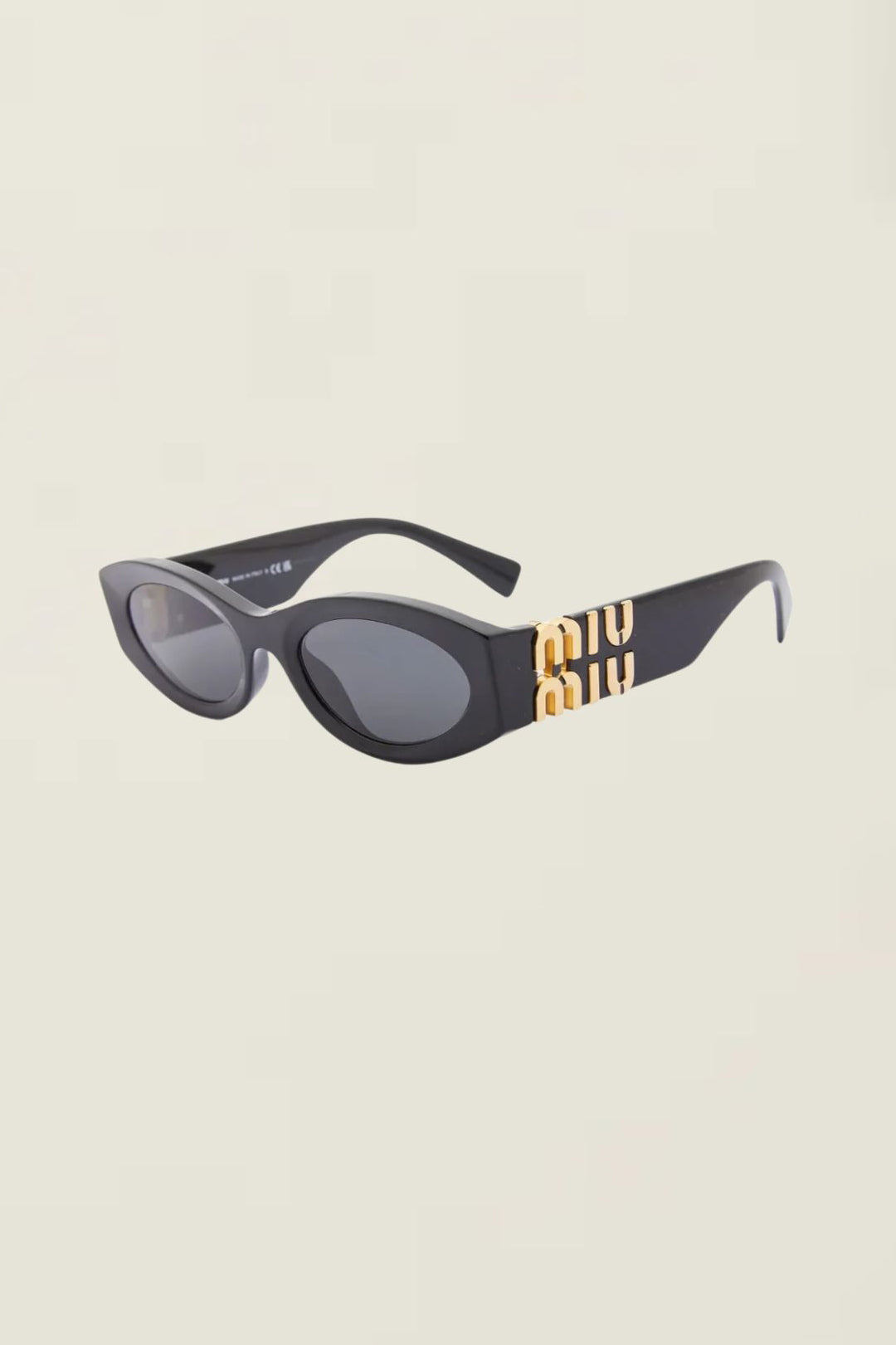 みみ　no11 Miu Miu Oval Sunglasses Black 0MU 11WS - Laneway Boutique