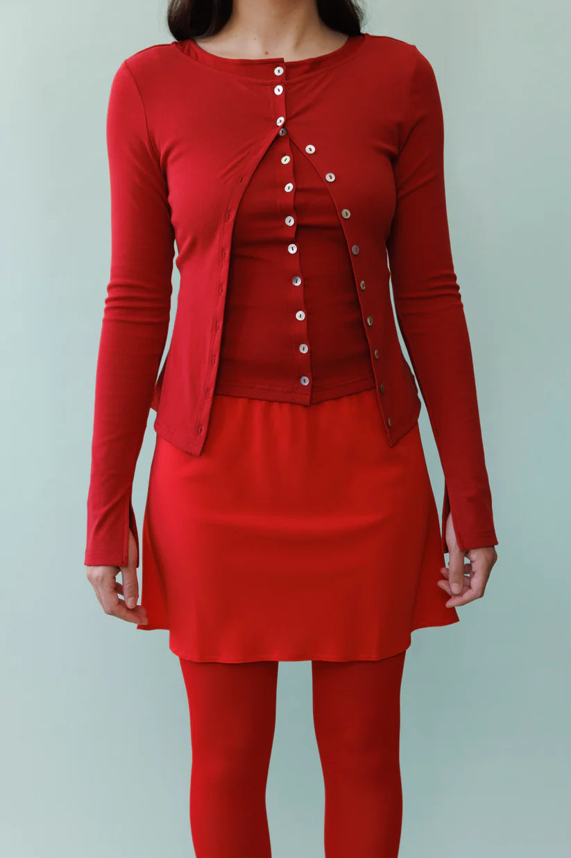 Button Through Long Sleeve Top Rossa