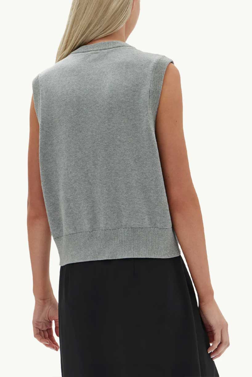 Ember Relaxed Knit Cotton Vest Grey Marle