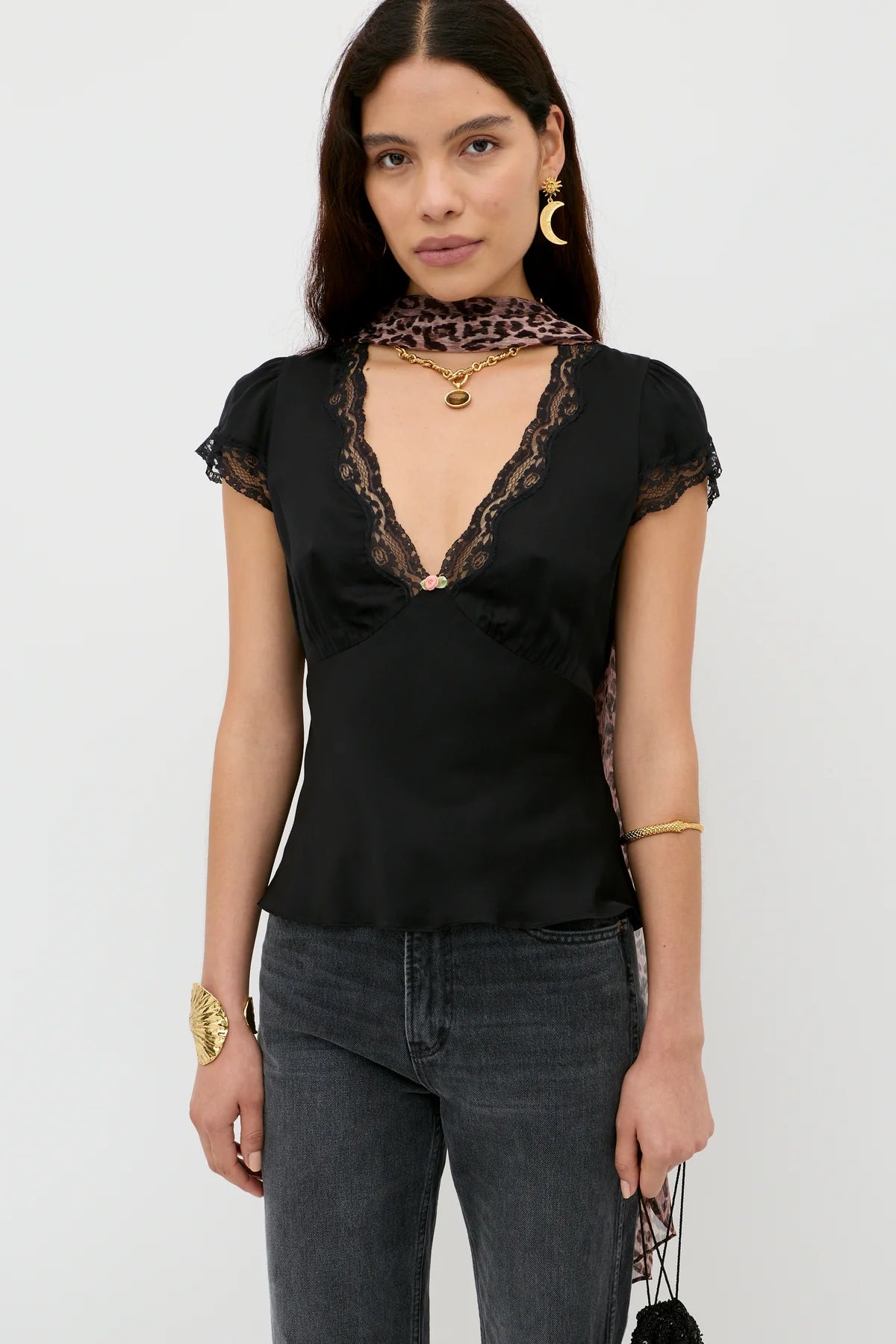 Karia Satin Top Black