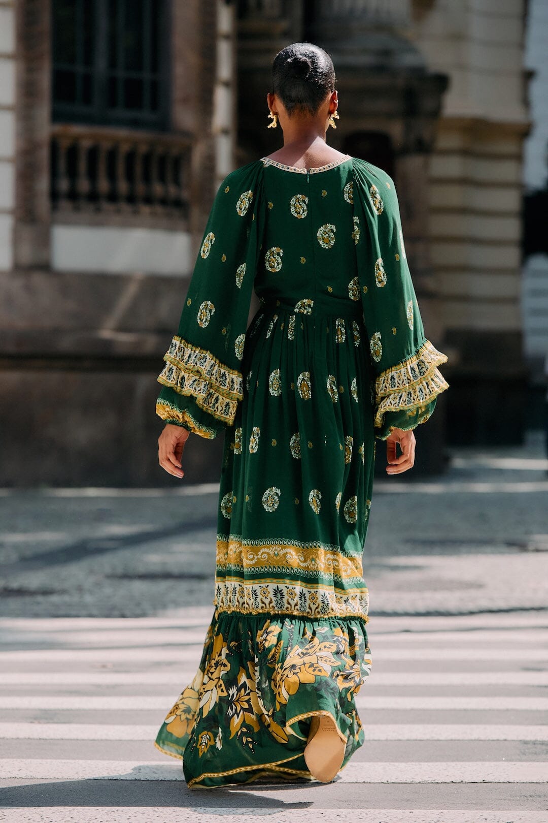 Ayla Green Ruffled Maxi Dress