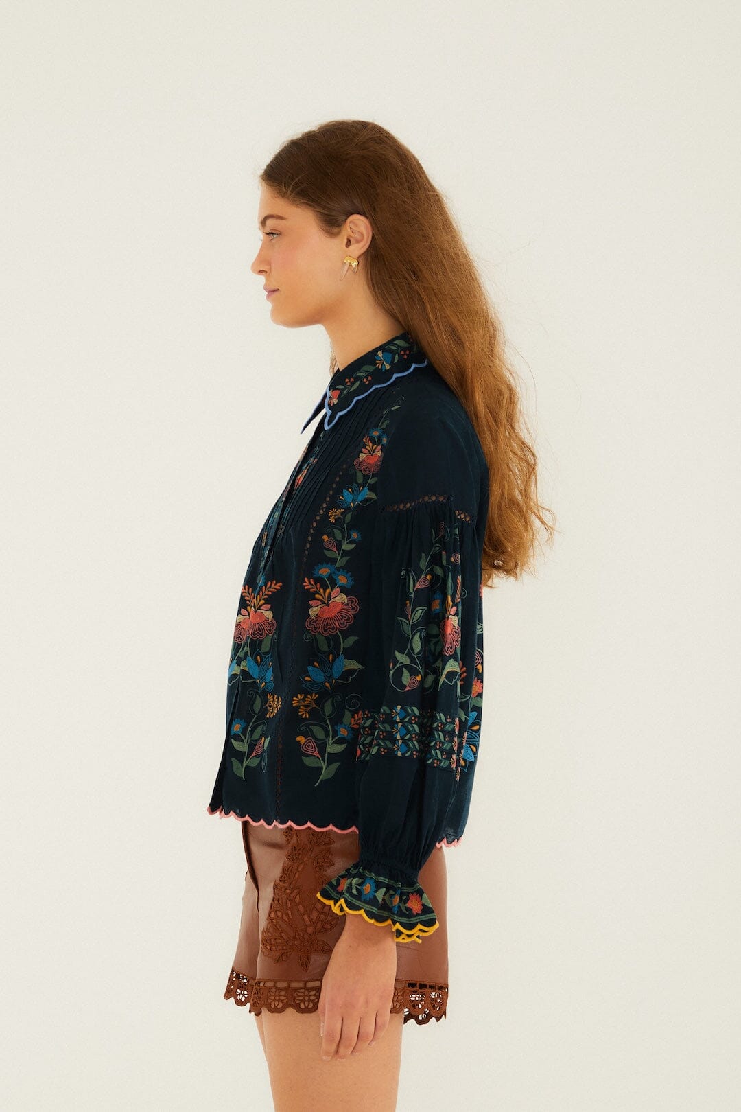 Stitched Garden Navy Blouse