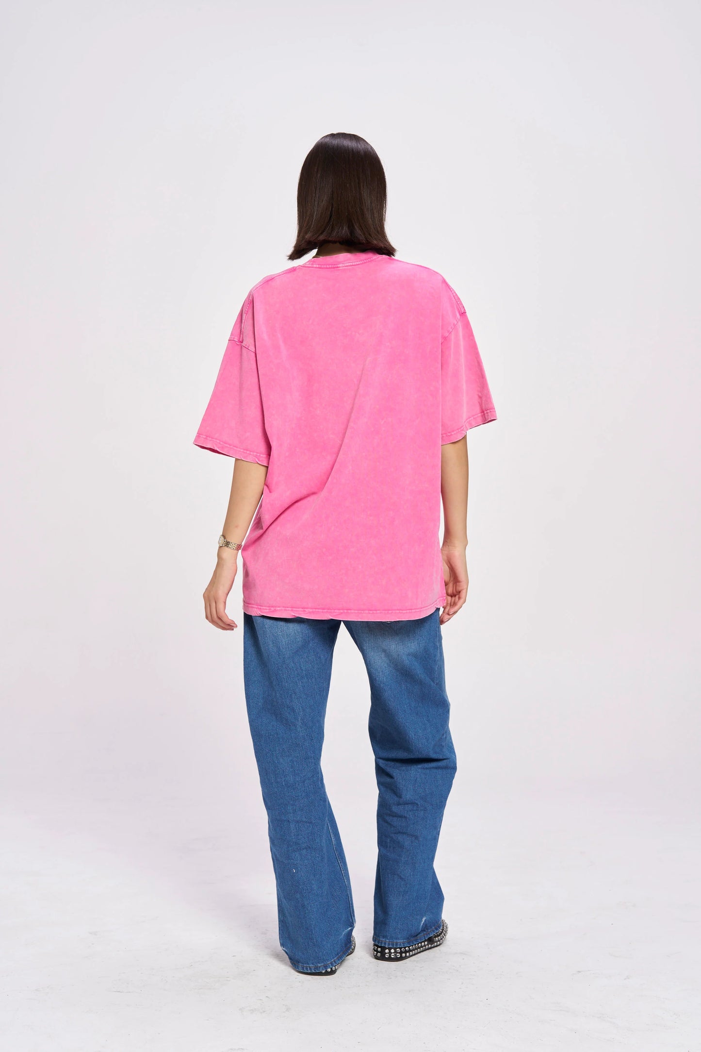 Fairy Bread Acid Wash Oversize Tee Rose