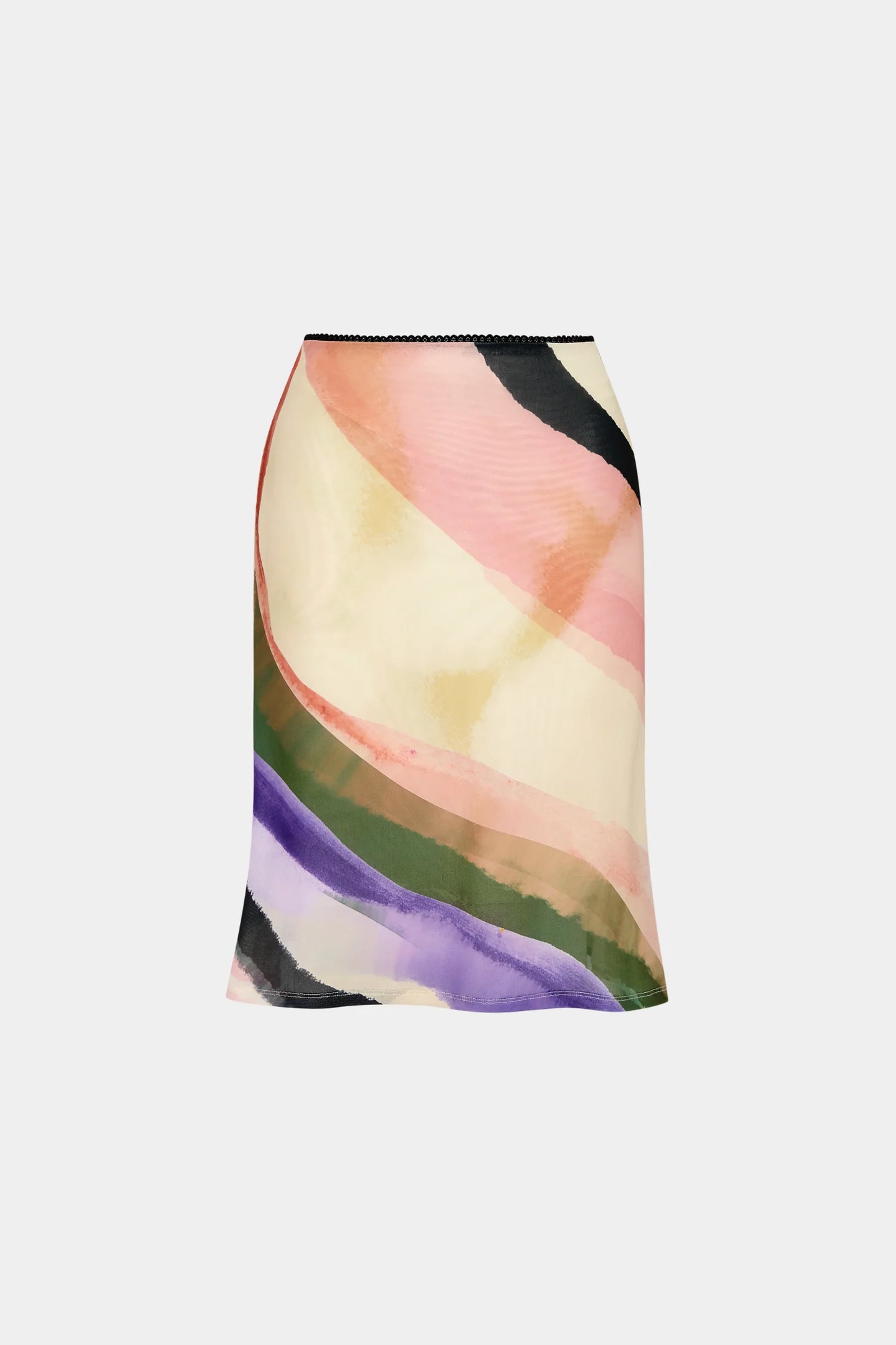 With Harper Lu Fitted Midi Skirt Mesh Wave