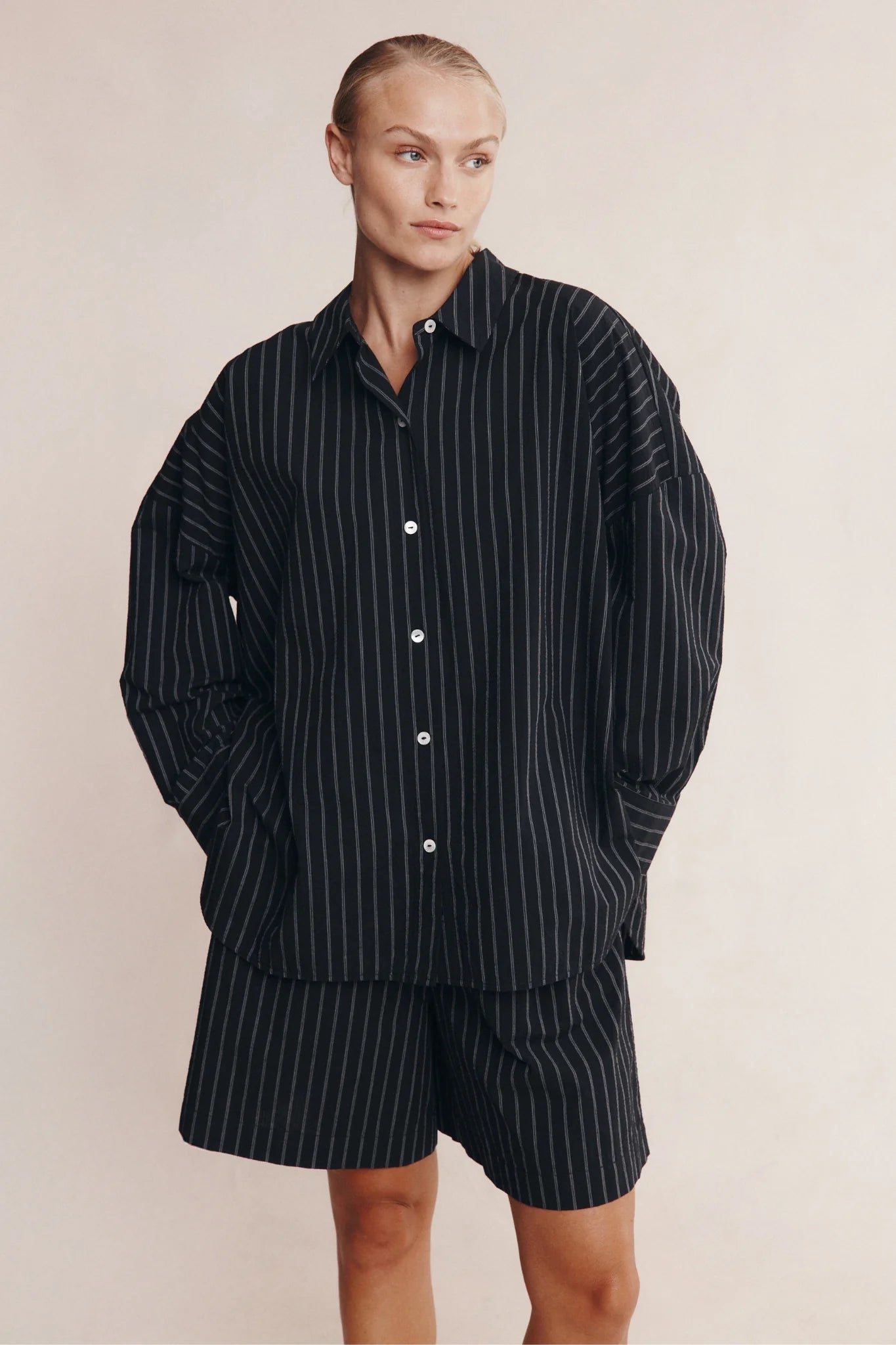 Marle Mela Shirt Black Pin Stripe