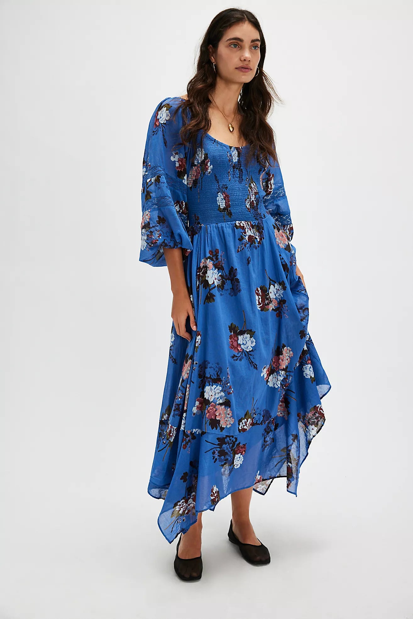 Free people smocked printed maxi dress hotsell