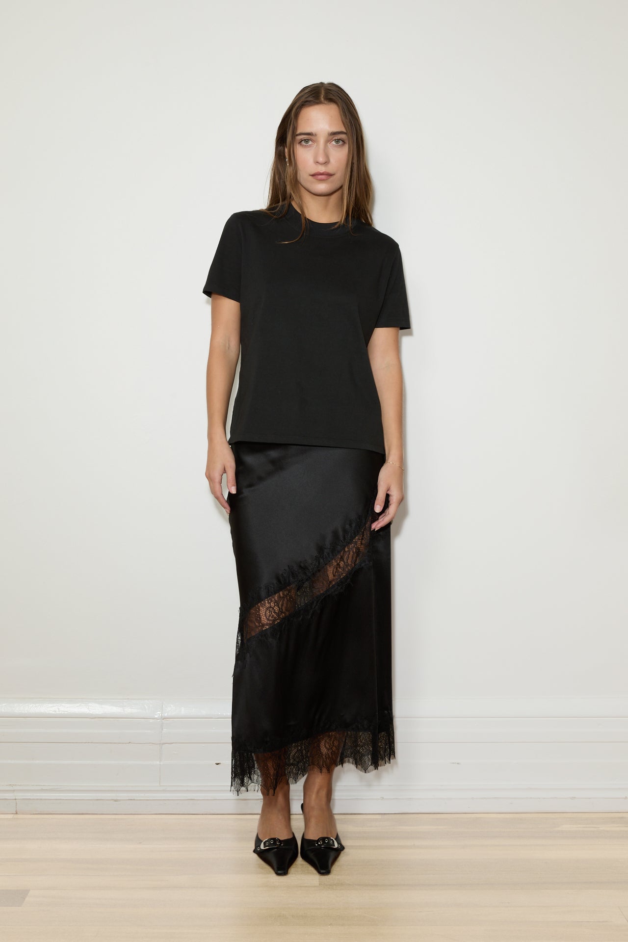 MAISON ESSENTIELE Silk Lace Skirt Black Laneway Boutique