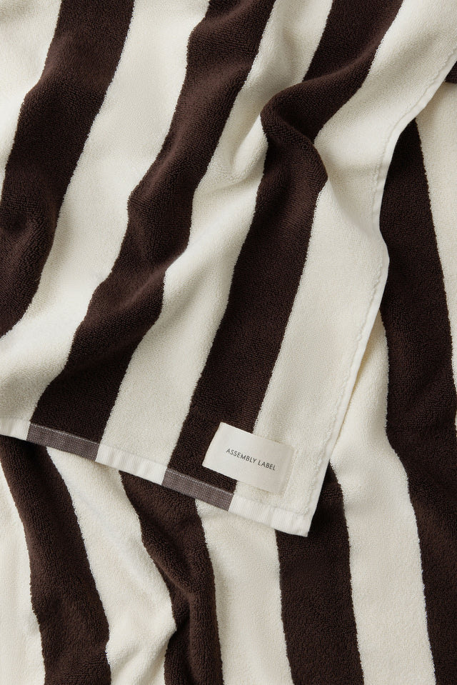 Signature Stripe Beach Towel Ganache Cream