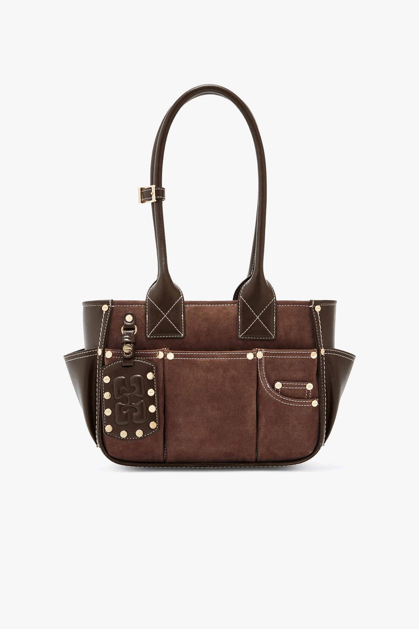 Ganni Small Posy Bag in Brown Suede Chicory Coffee - Laneway Boutique