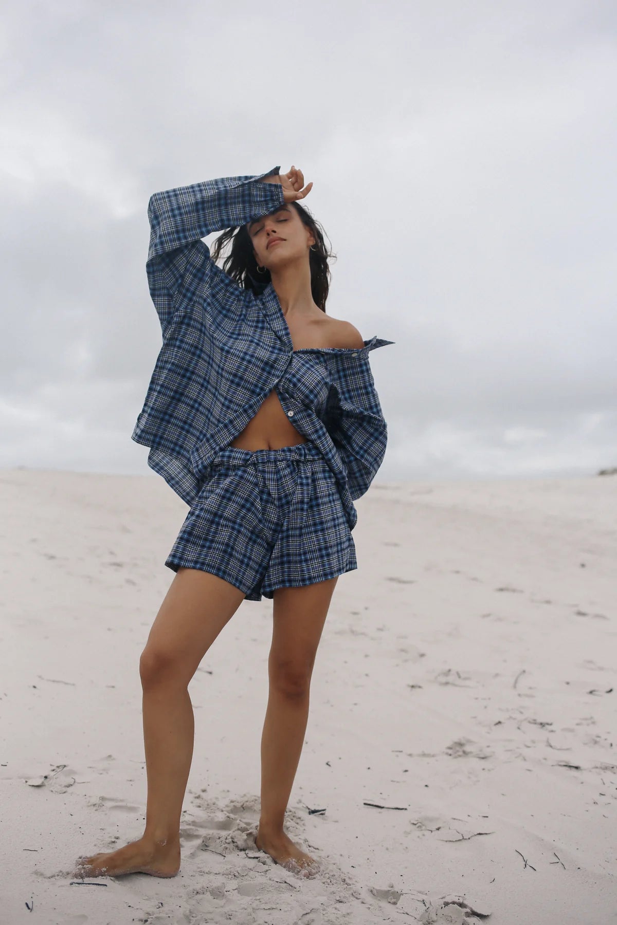 Remi Oversized Shirt Navy Plaid