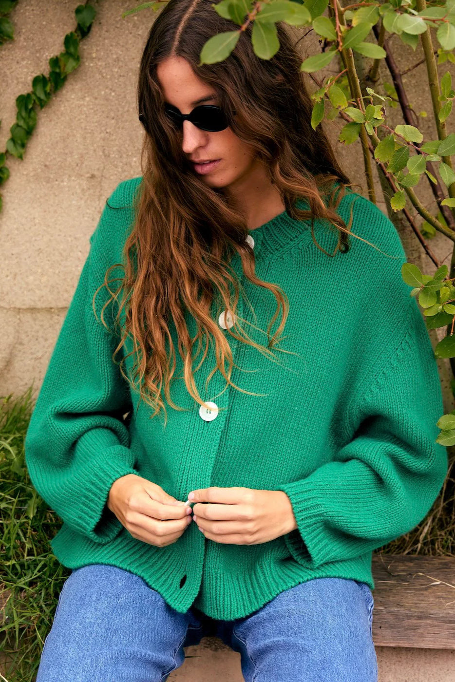 Surprise Emma Cardigan Green - Laneway Boutique