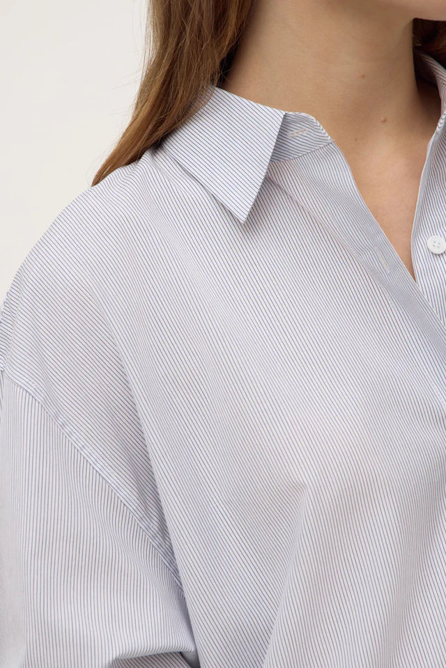 Cora Stripe Shirt Dress White Navy Stripe