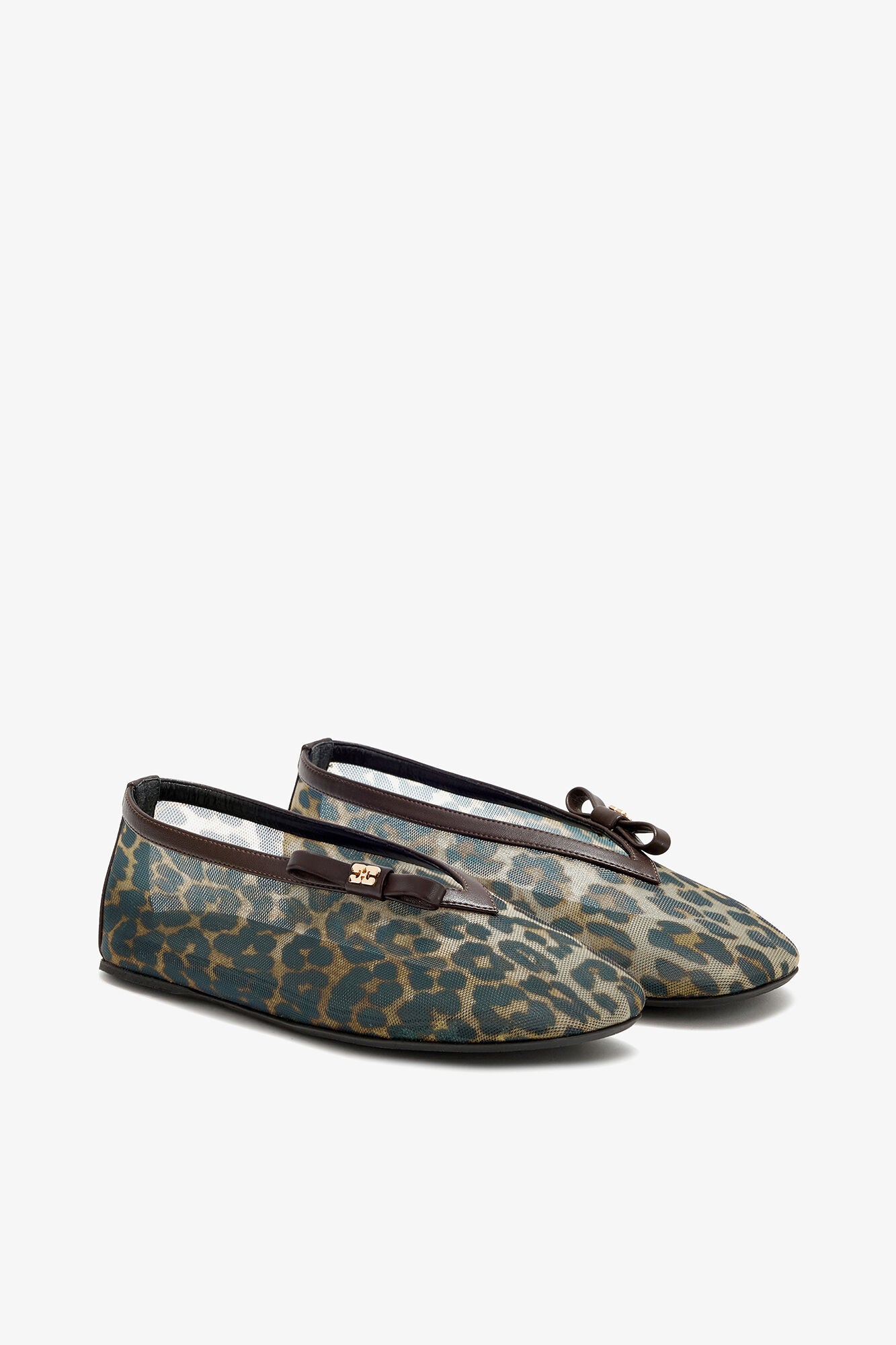 Ganni Jenny Ballerina in Leopard Mesh