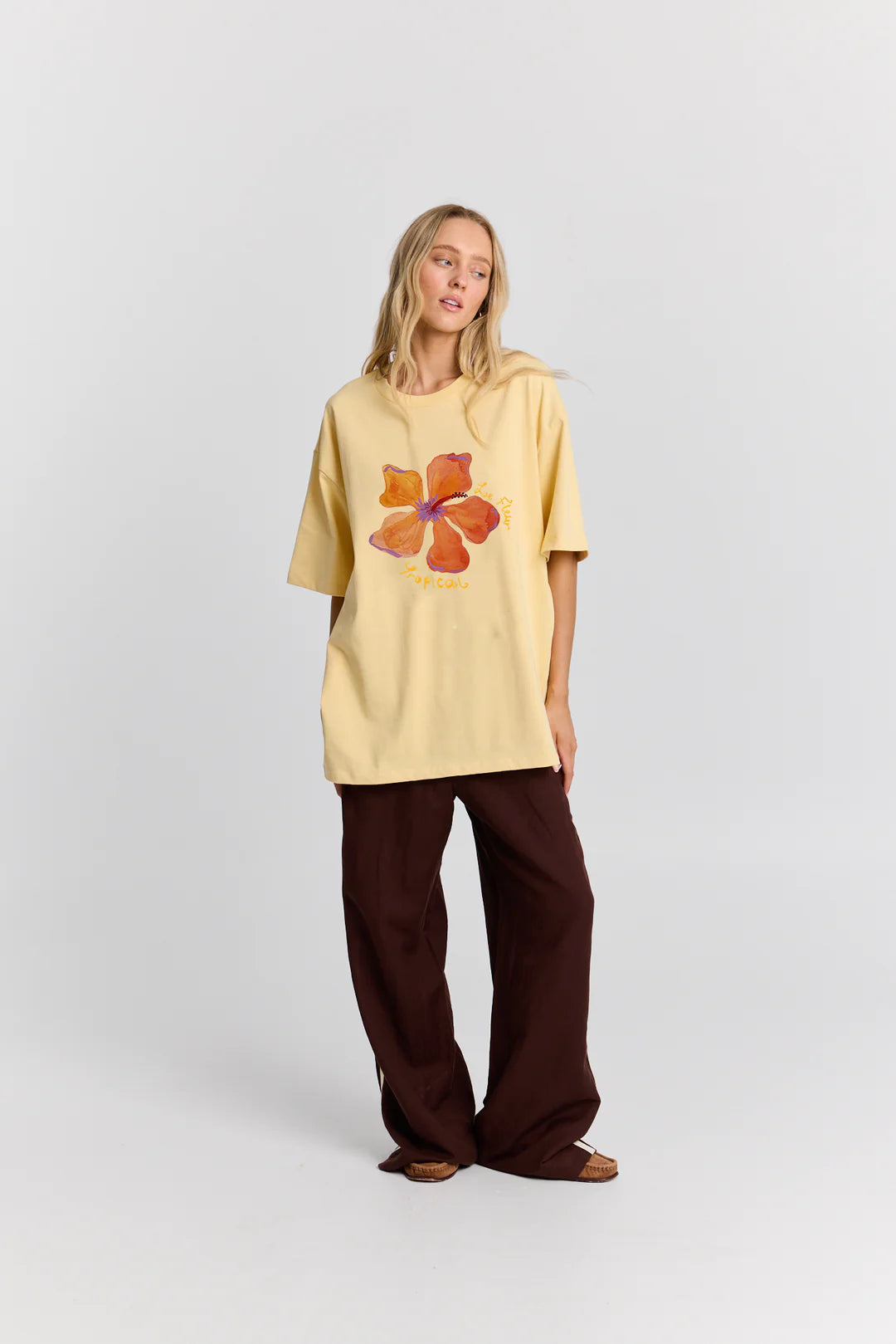 Le Fleur Tropical Oversize Tee Butter