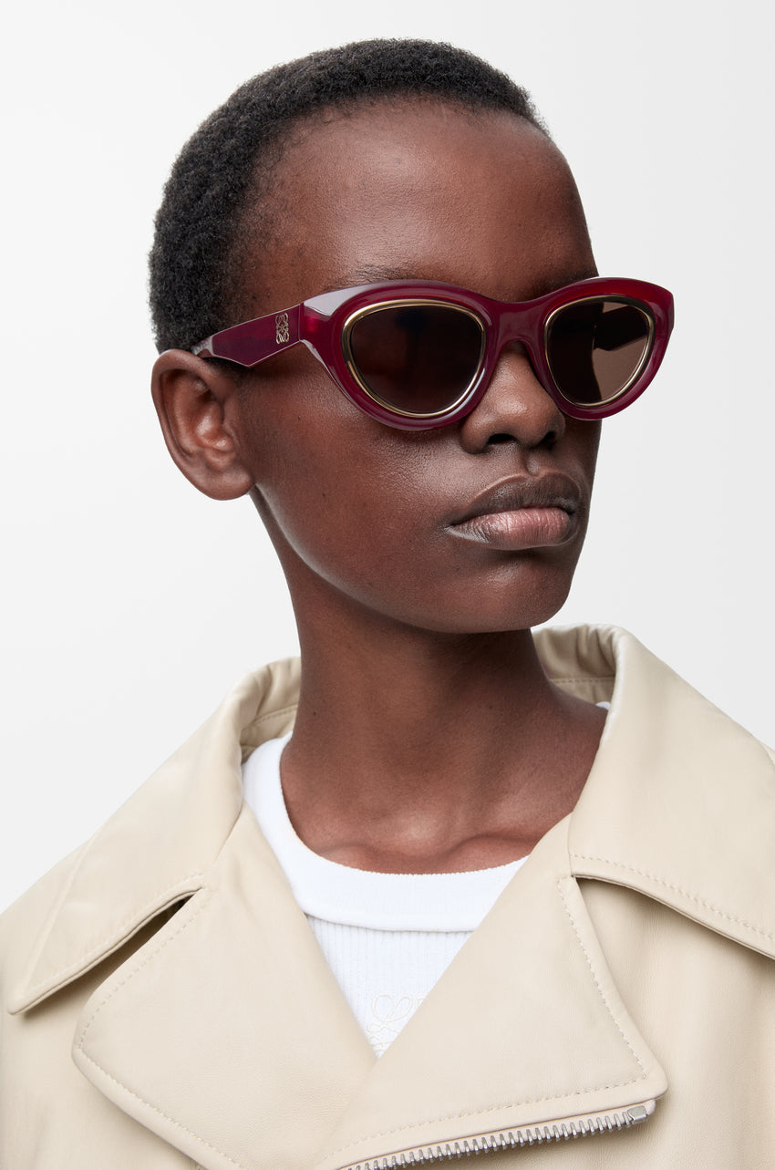 Loewe Mini Anagram Cateye sunglasses Milky Burgundy LW40182U
