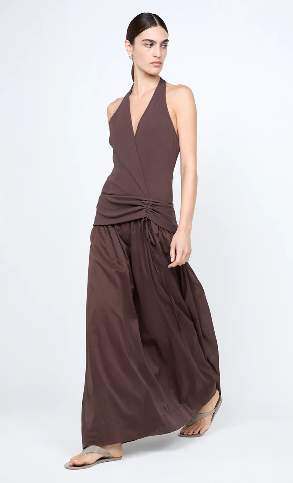 Sabrine Halter Maxi Dress Chocolate