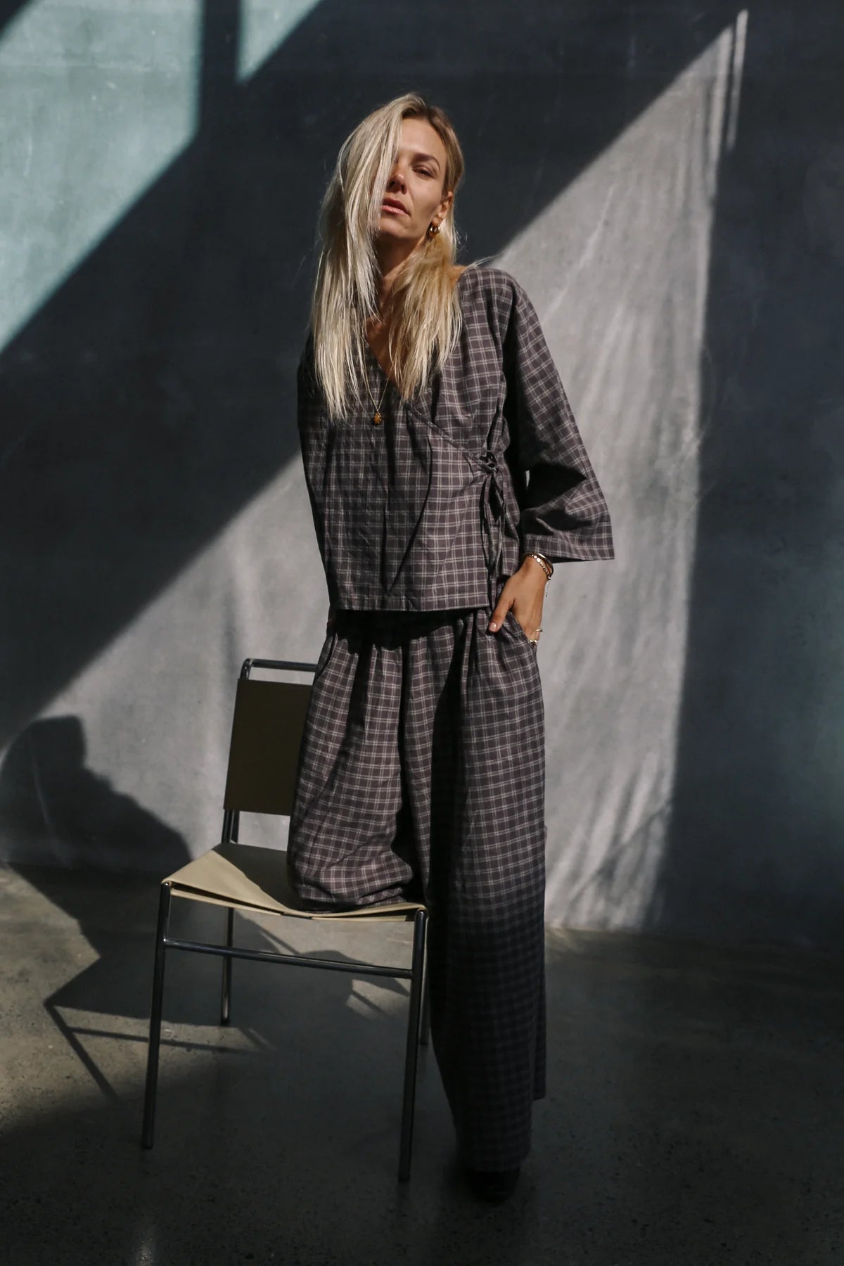 The Bare Road Mia wrap Top Maple gingham