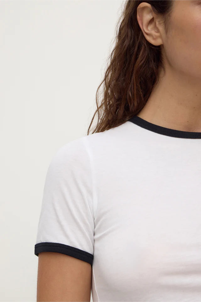 Kourt Contrast Bind Tee White Navy