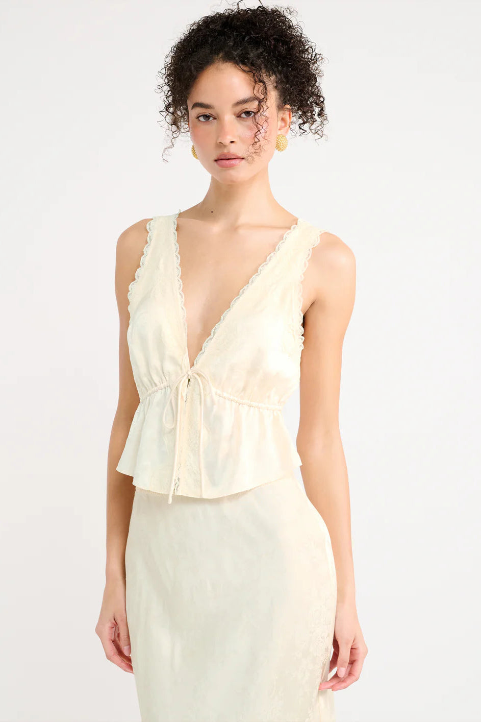 Rumored Lady Lace Top Ivory Jacquard - Laneway Boutique