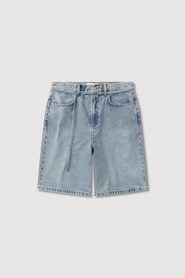 Loose Fit Long Denim Short Mid Stone