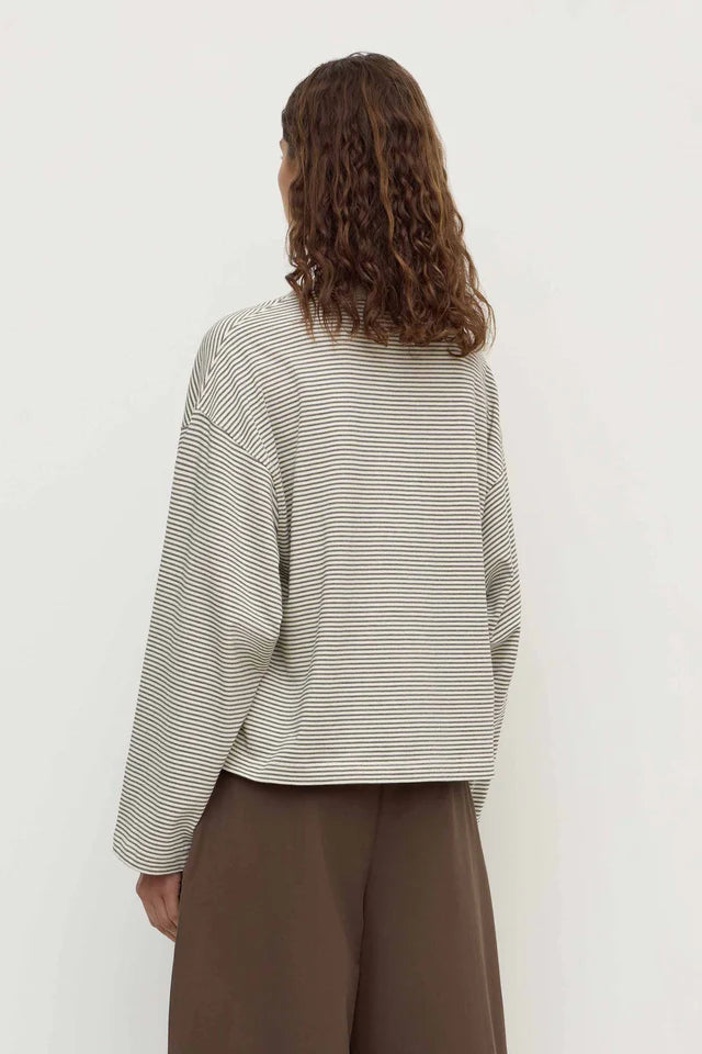 Malone Stripe Wide Sleeve Tee Cream Black
