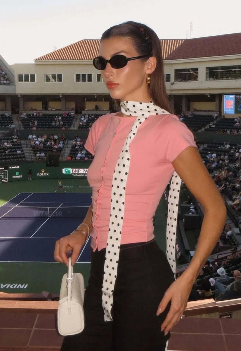 Button Through Tee Rosa