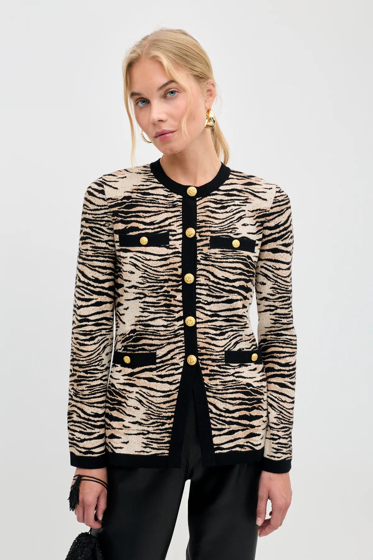 Rixo Raylene Cardigan Cooper Tiger Beige
