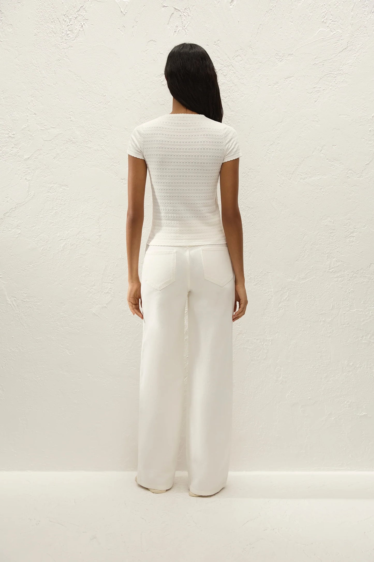 Faithfull Lisandra T Shirt Gisele Pointelle Vintage White