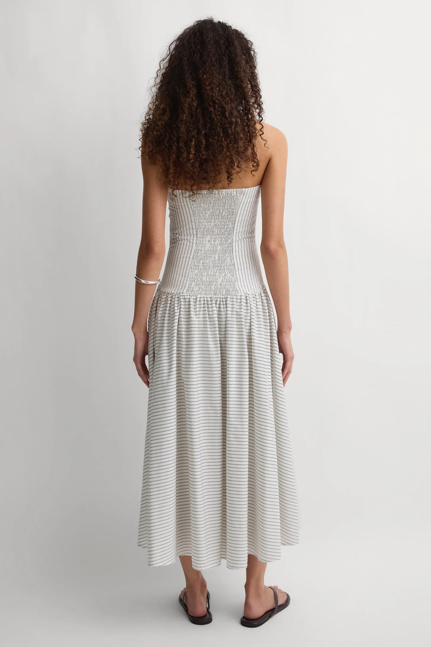 Faithfull Lue Midi Dress Olivia Stripe Ecru