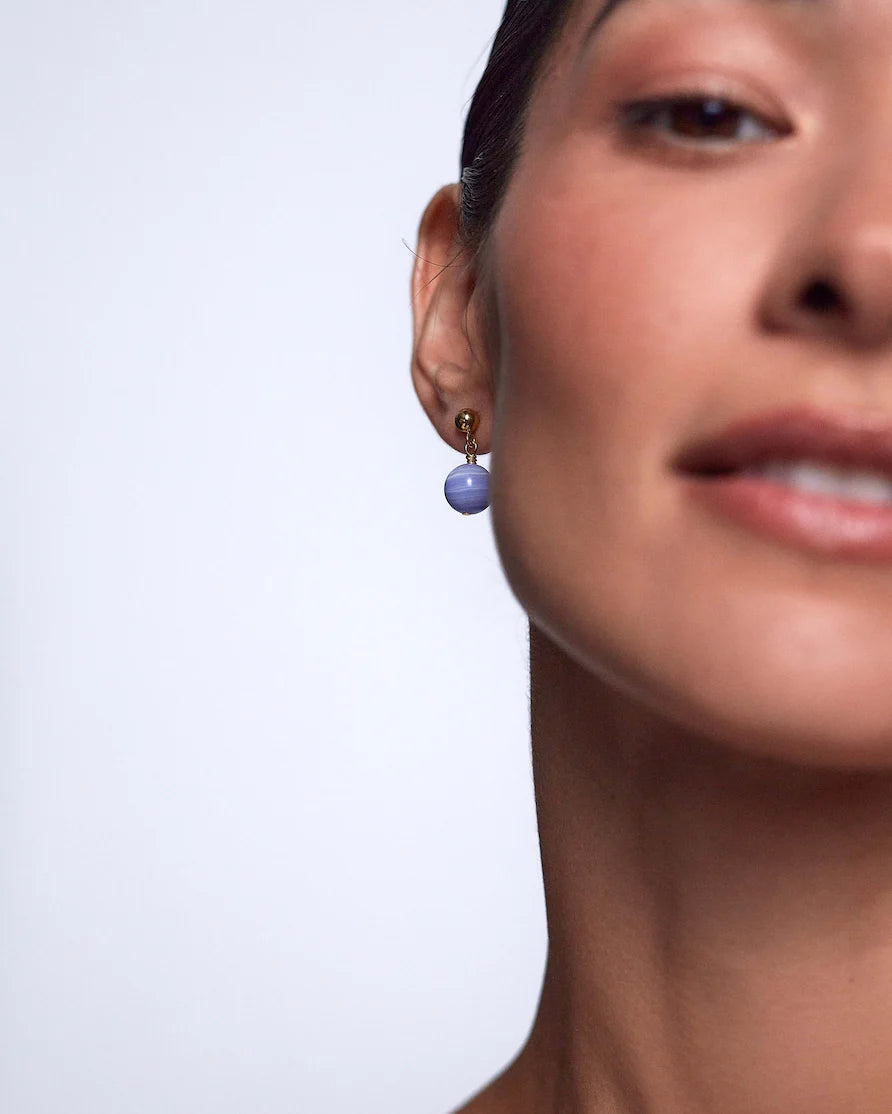 Float Earrings Blue Lace Agate