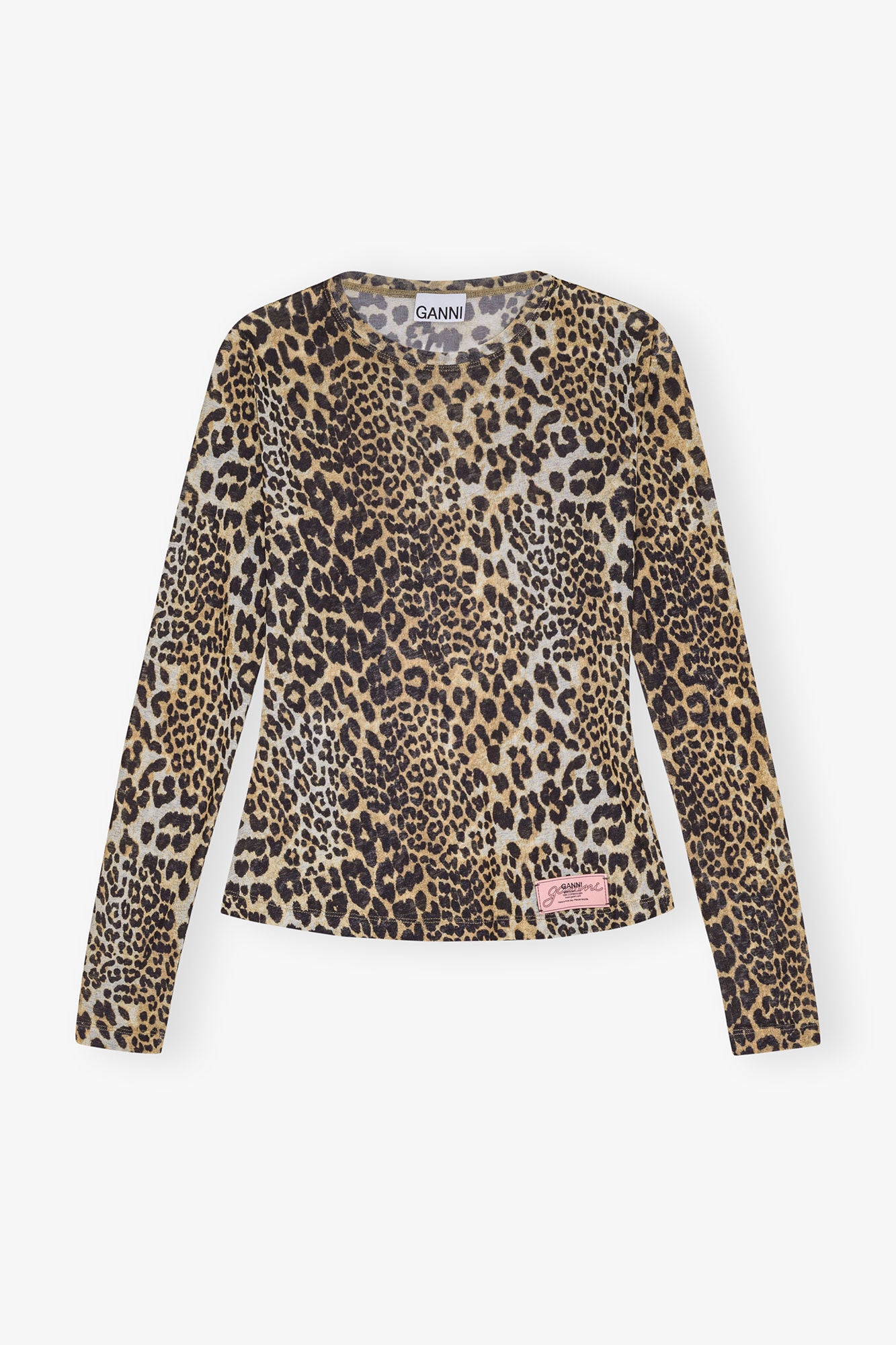 Ganni Leopard Printed Mesh Long Sleeve Blouse - Laneway Boutique