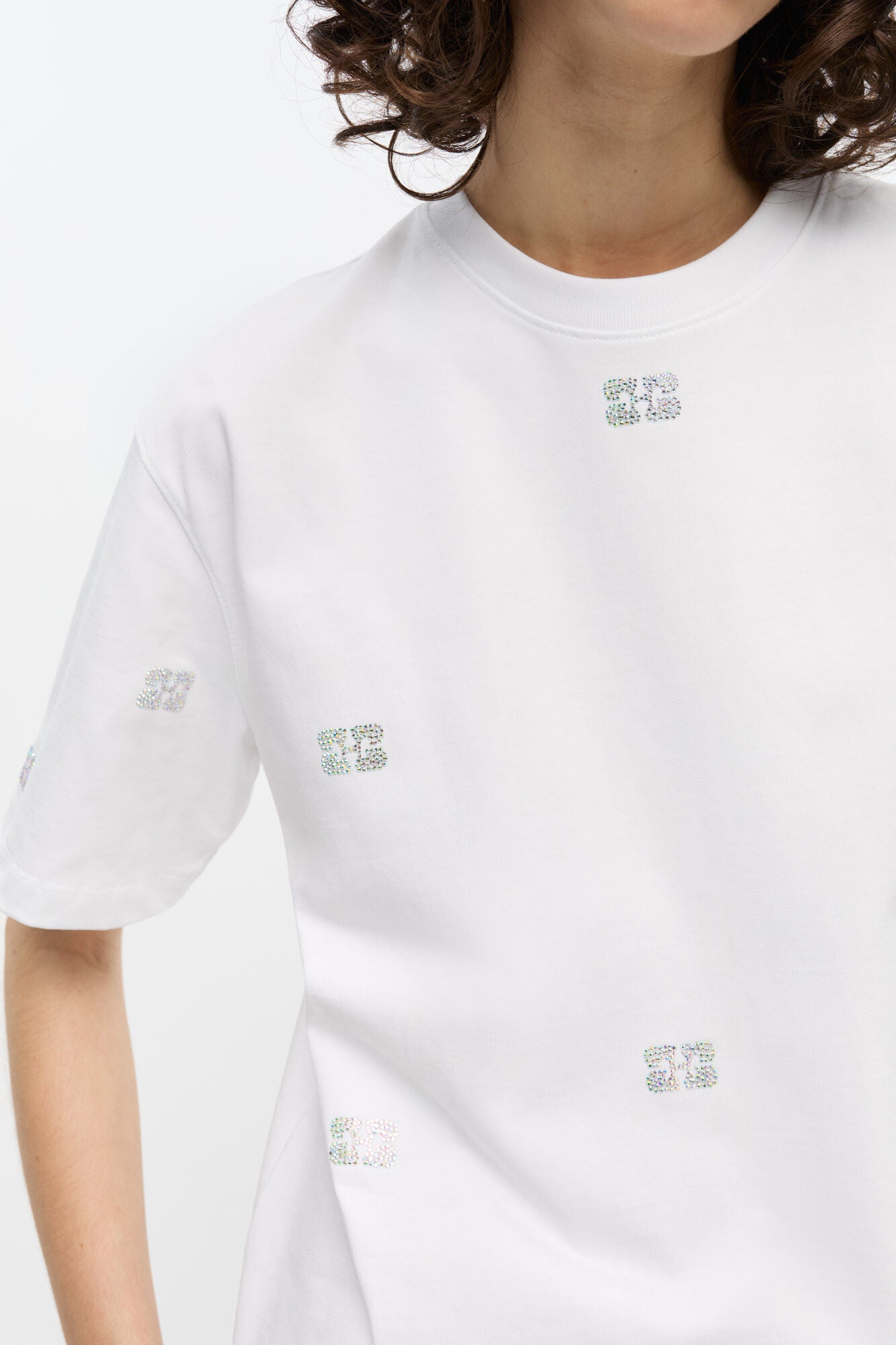White Heavy Cotton Rhinestone Tshirt