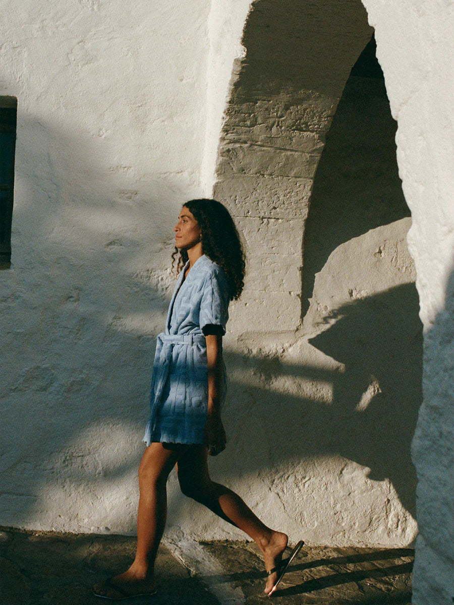 Towelling Mini Robe Kin Cornflower