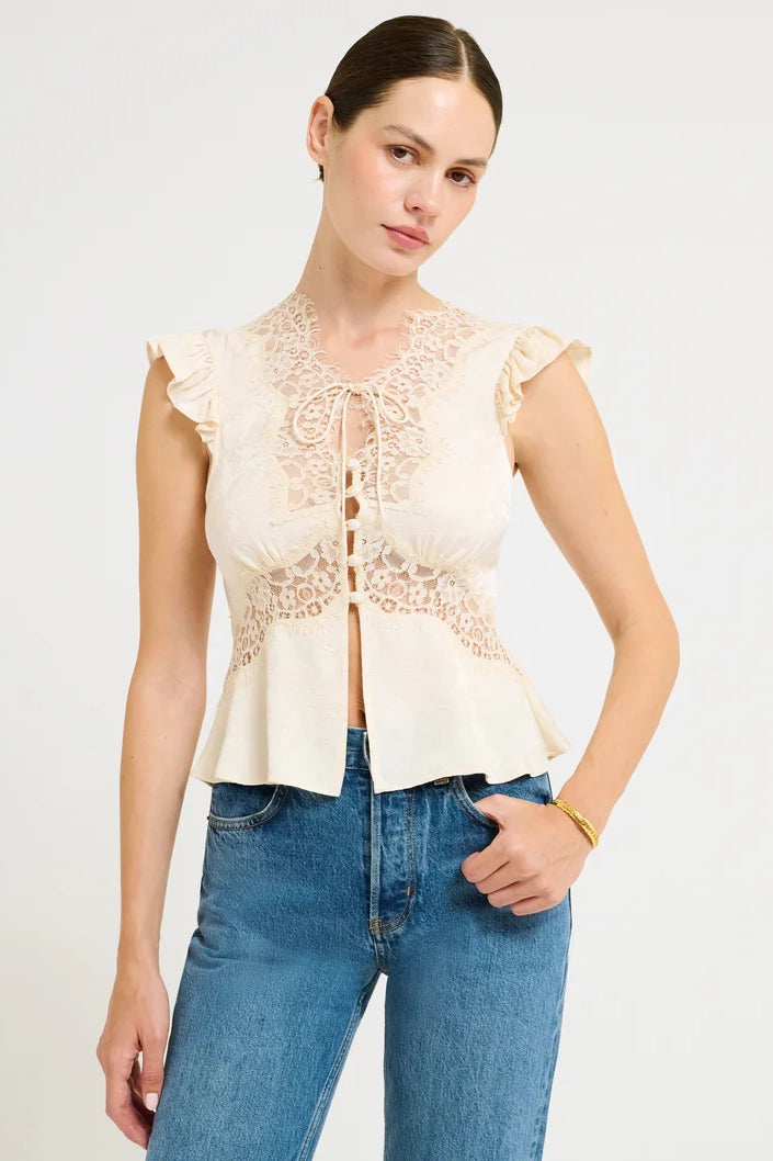 Rumored Wisteria Top Ivory Jackquard - Laneway Boutique