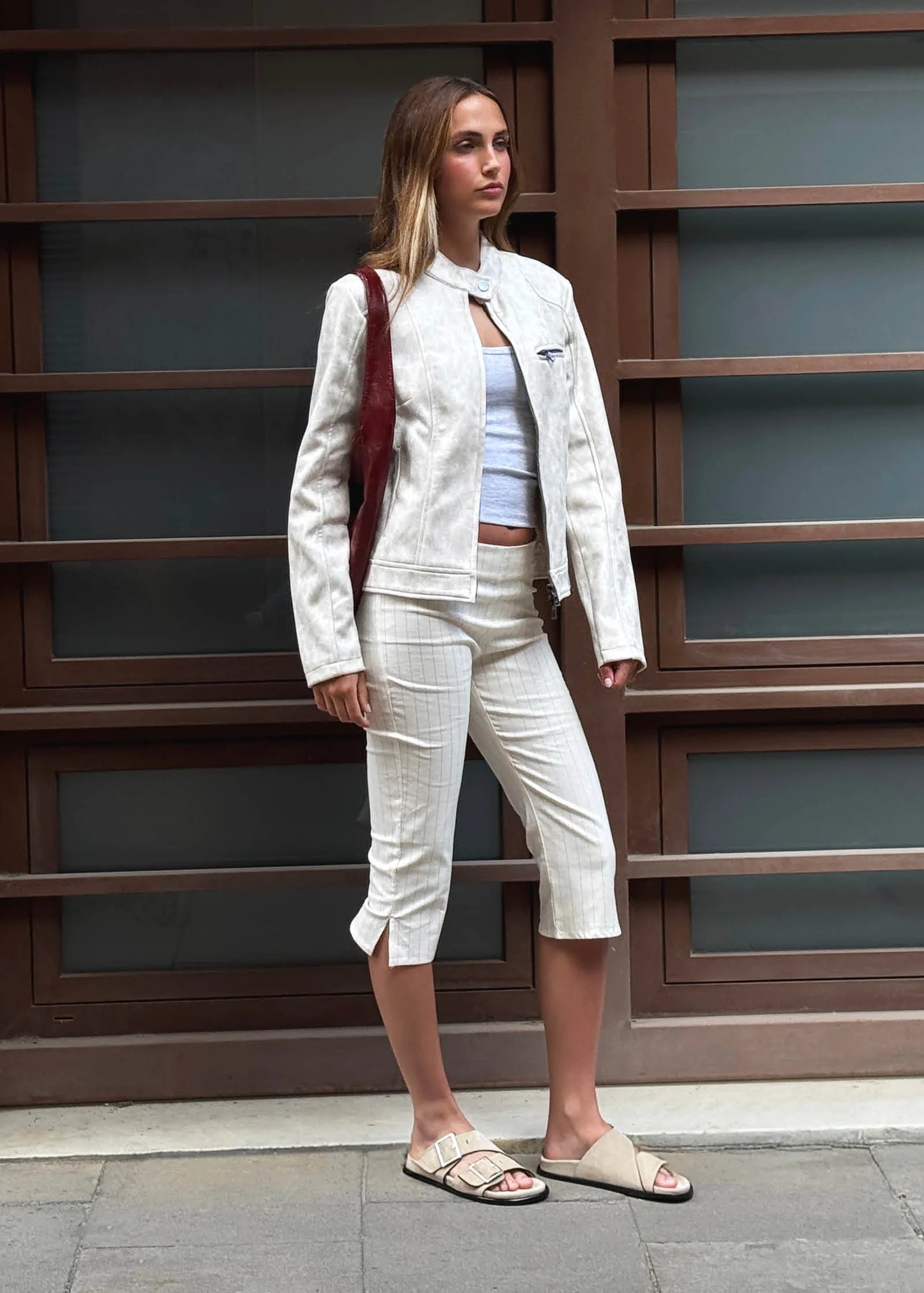 Alba Suede Beige Leather Sandals