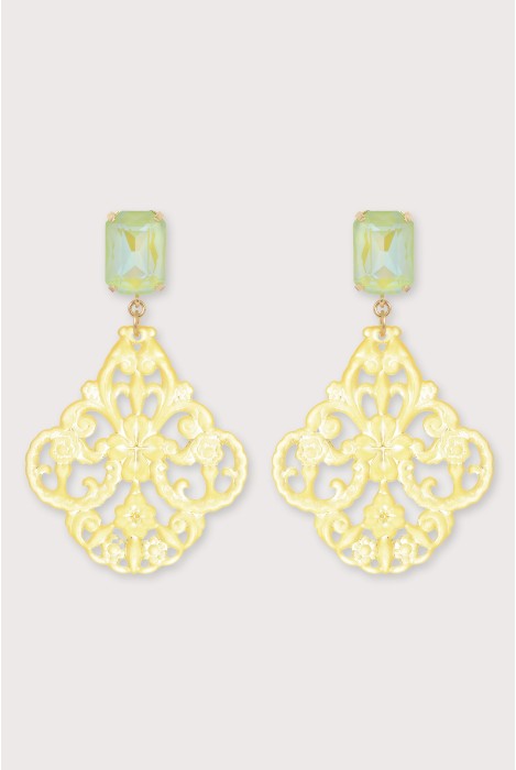 Julie Sion Bondoir Strass Earrings Yellow