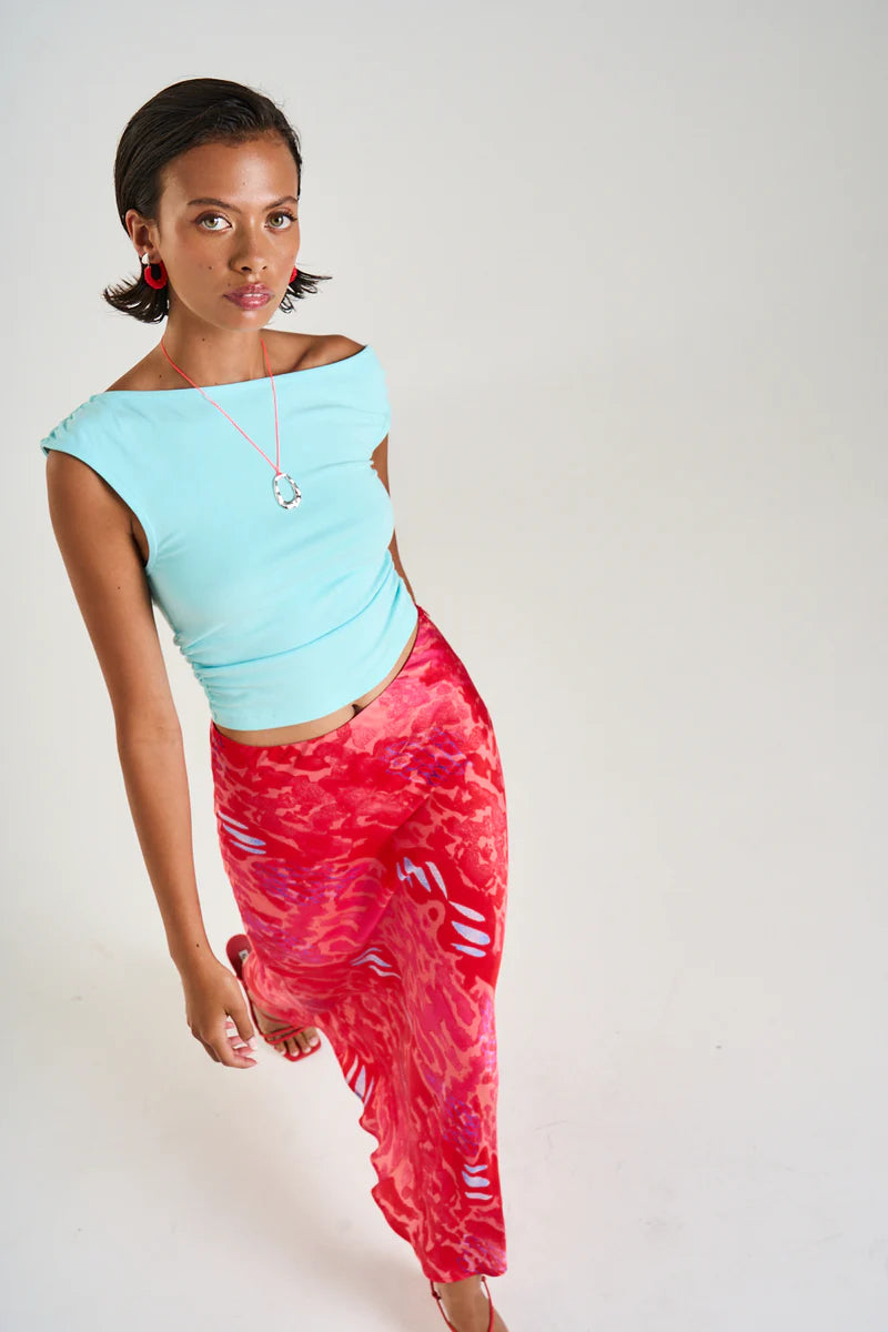 Off Shoulder Tank Aqua