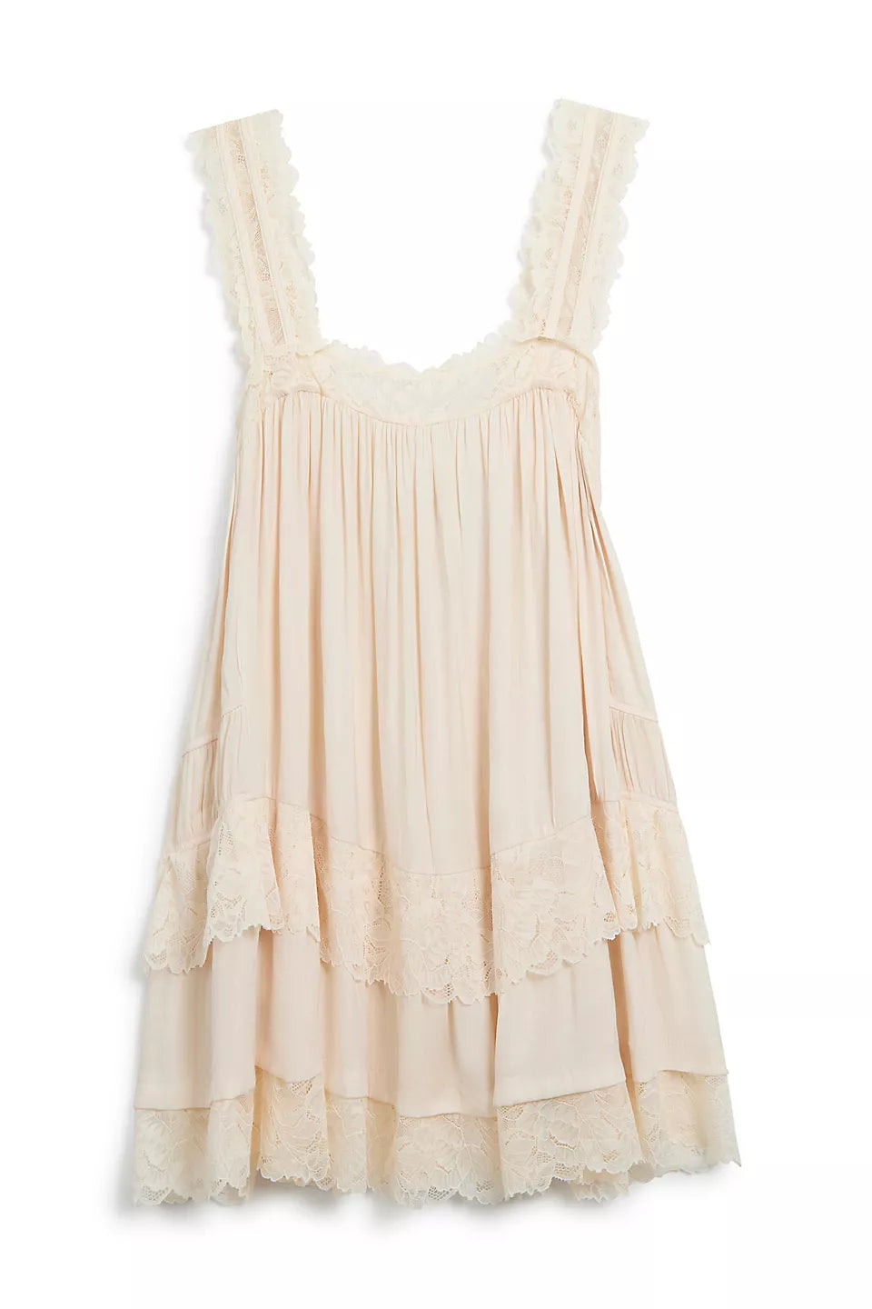 Free People Forever Yours Mini Slip Dress Toasted Eggnog
