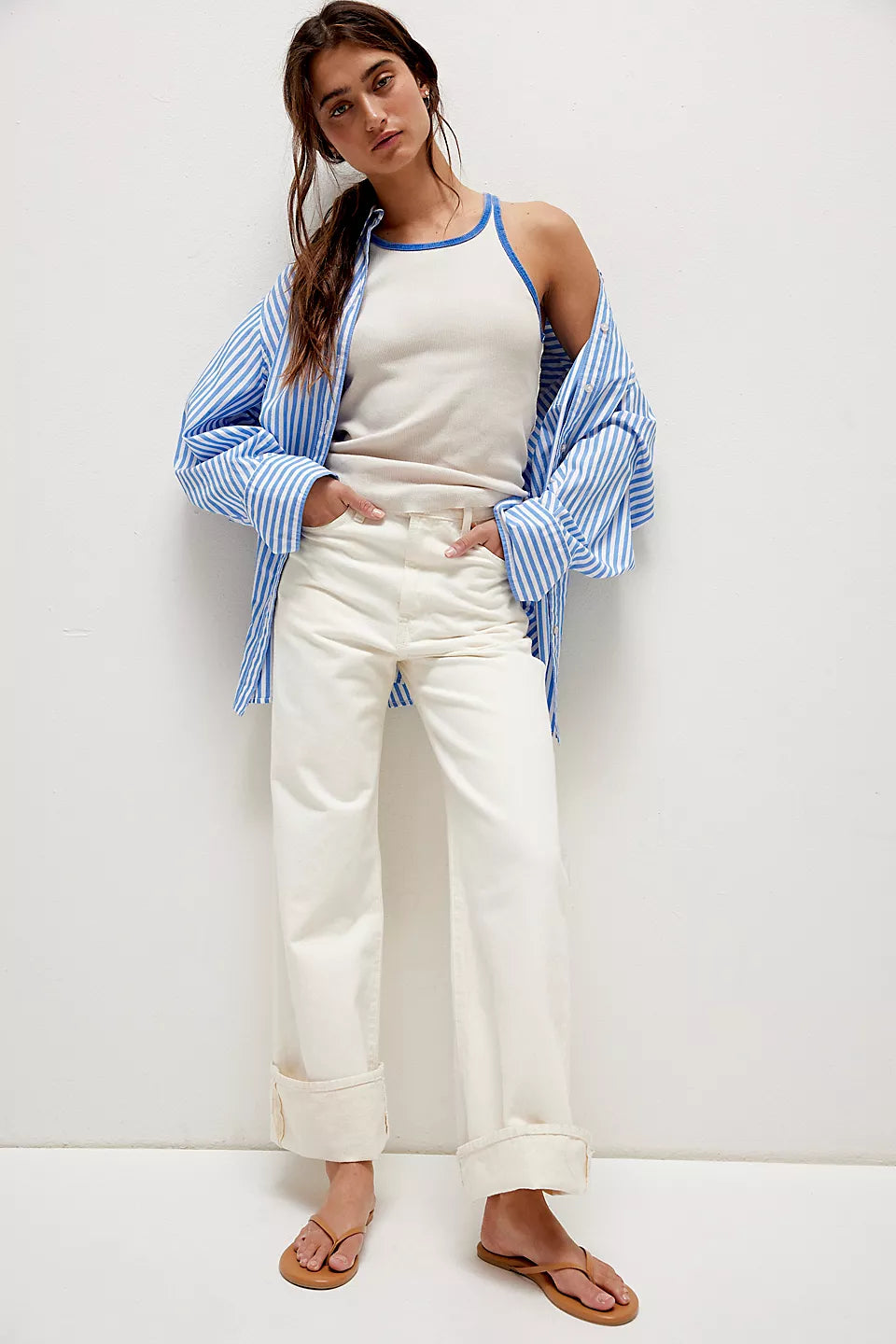 Only One Solid Ringer Tank Ivory Combo