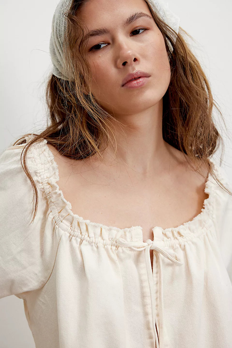 We The Free Daisy Denim Babydoll Romper Vanilla